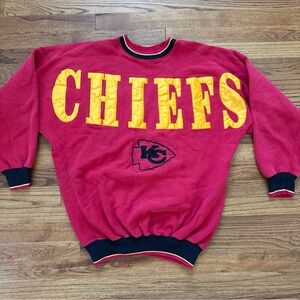 1990s, Red Black Yellow Kansas City Chiefs Pullover Sweatshirt by Legends C25